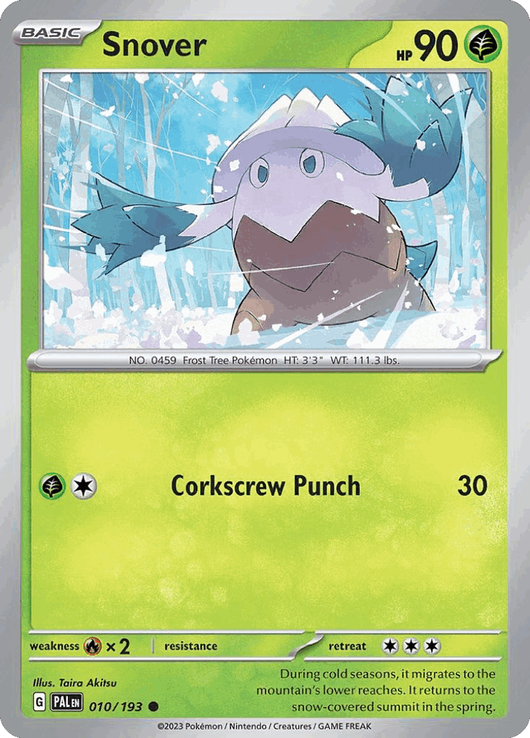 Snover #10 from Paldea Evolved - Common - Illustrated by Taira Akitsu