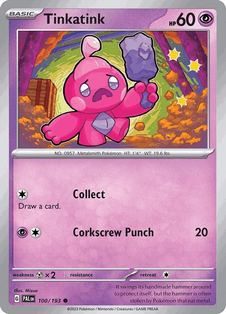 Tinkatink #100 from Paldea Evolved - Common - Illustrated by Mizue
