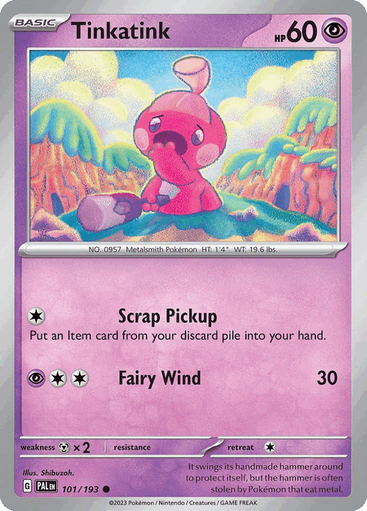 Tinkatink #101 from Paldea Evolved - Common - Illustrated by Shibuzoh.