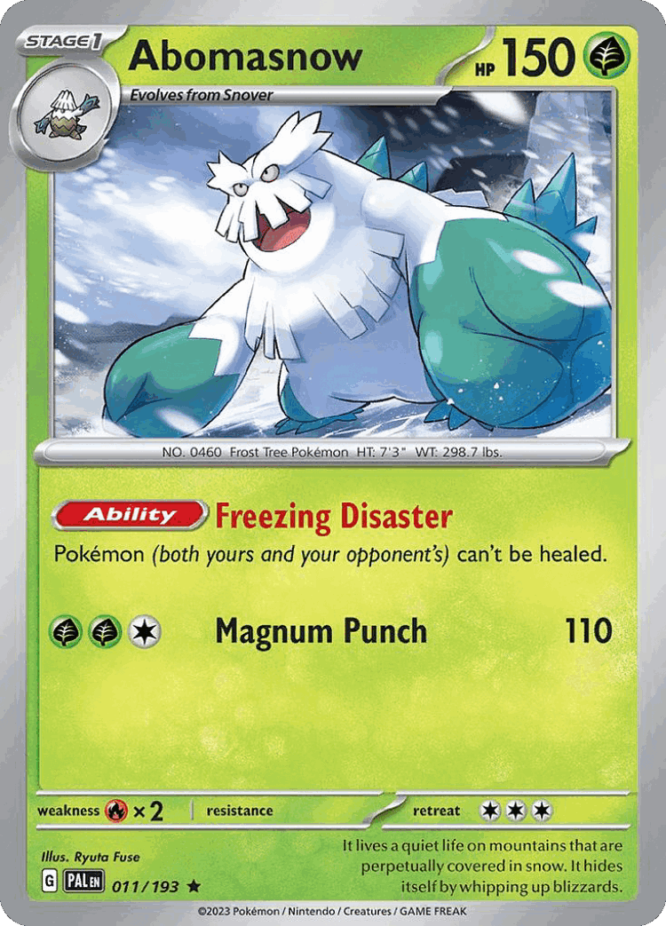 Abomasnow #11 from Paldea Evolved - Rare - Illustrated by Ryuta Fuse