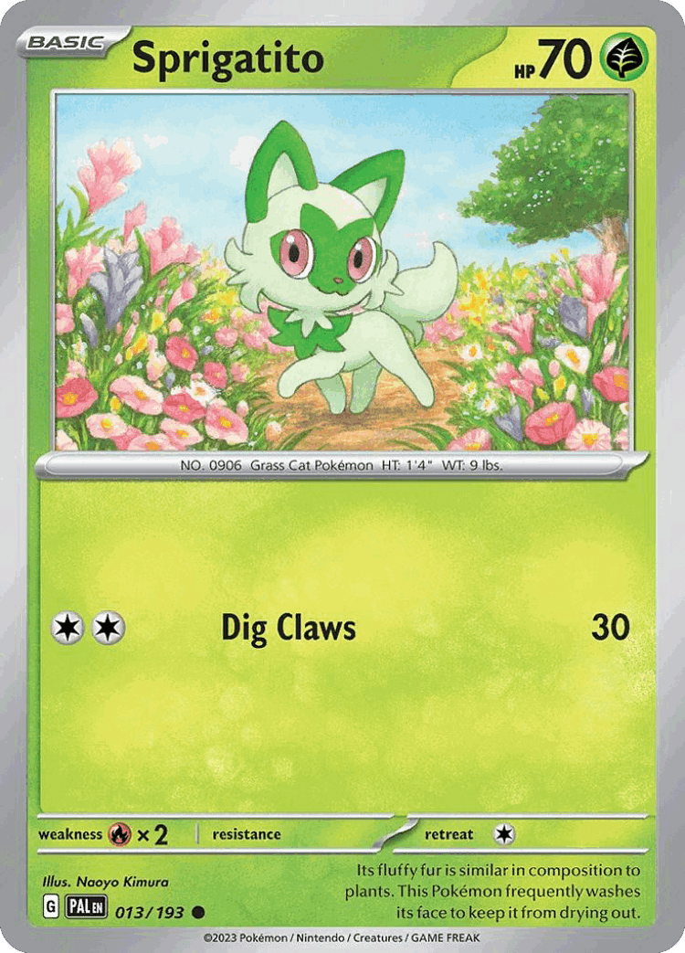 Sprigatito #13 from Paldea Evolved - Common - Illustrated by Naoyo Kimura