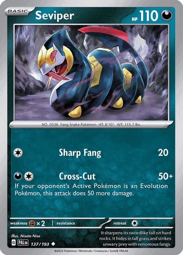 Seviper #137 from Paldea Evolved - Uncommon - Illustrated by Nisota Niso
