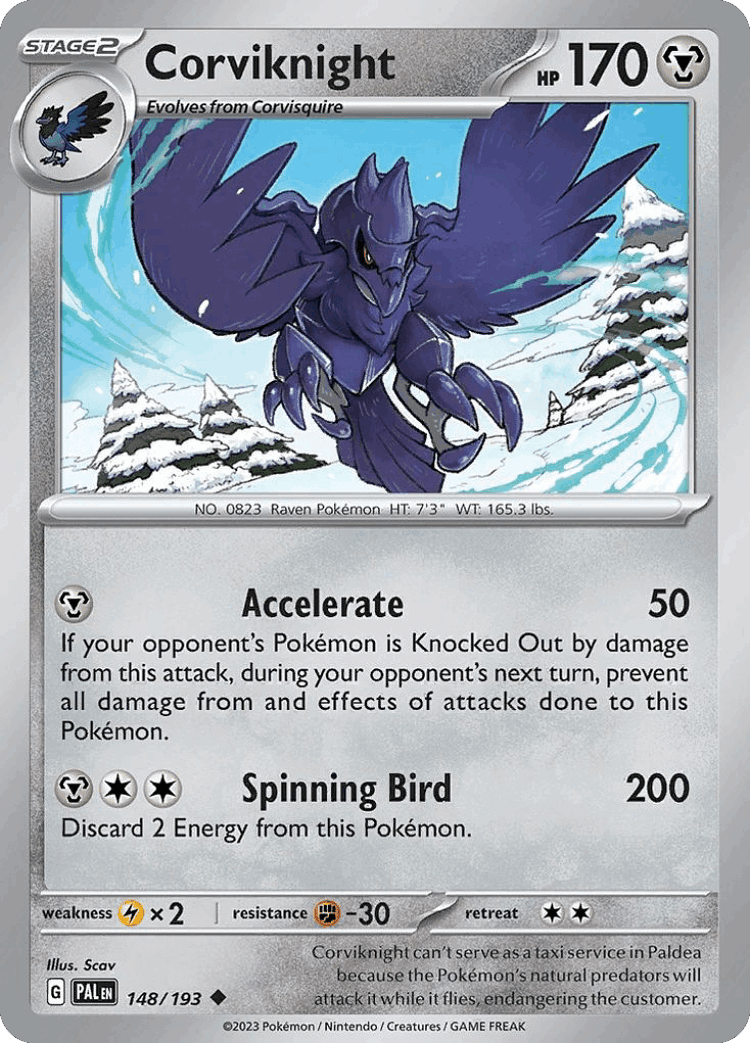 Corviknight #148 from Paldea Evolved - Uncommon - Illustrated by Scav