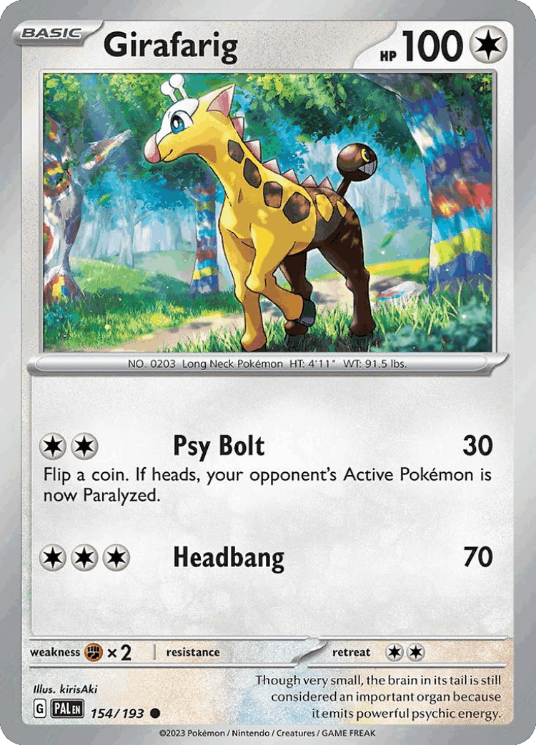 Girafarig #154 from Paldea Evolved - Common - Illustrated by kirisAki