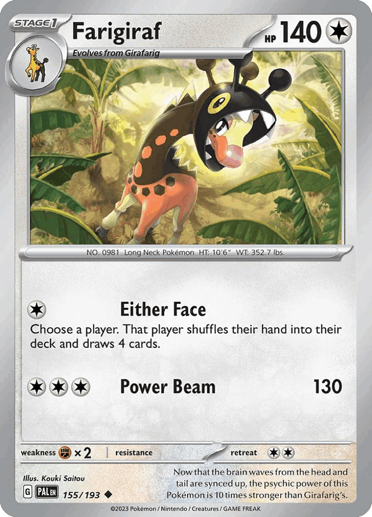 Farigiraf #155 from Paldea Evolved - Uncommon - Illustrated by Kouki Saitou