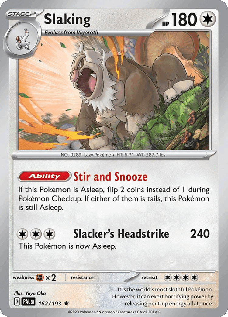 Slaking #162 from Paldea Evolved - Rare - Illustrated by Yuya Oka