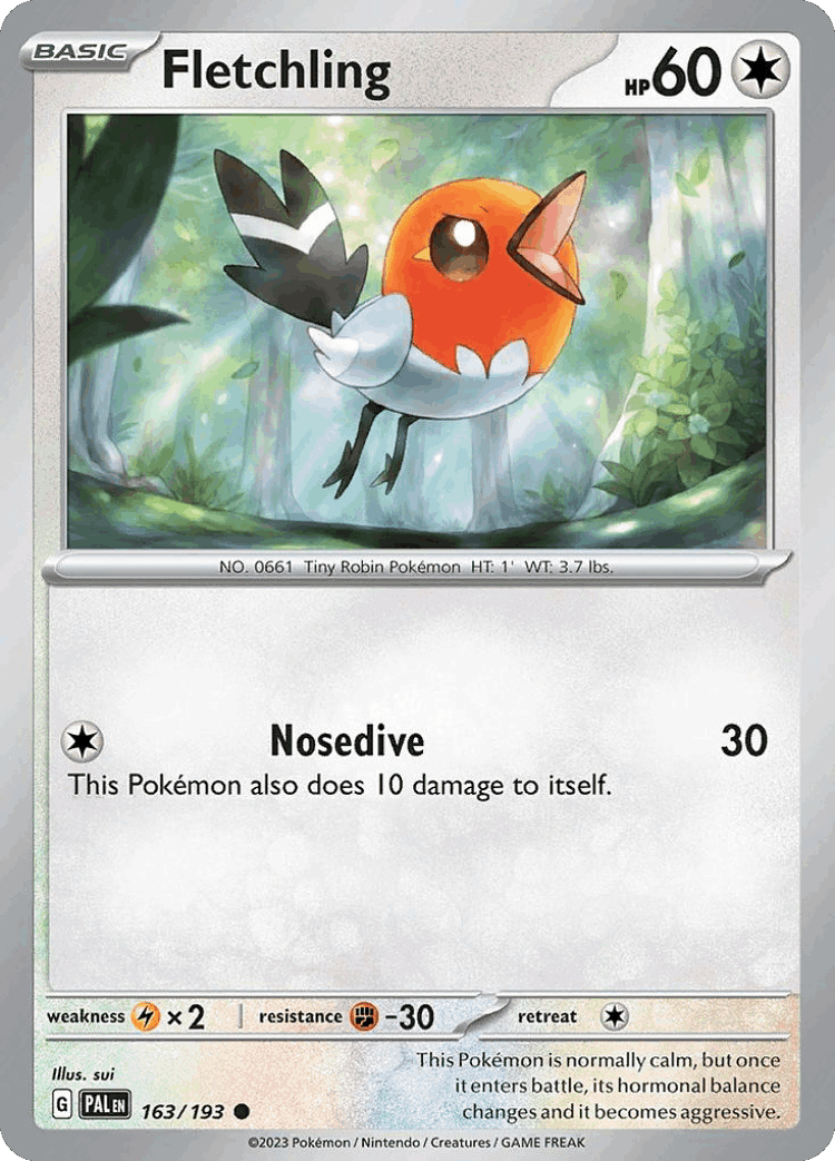 Fletchling #163 from Paldea Evolved - Common - Illustrated by sui
