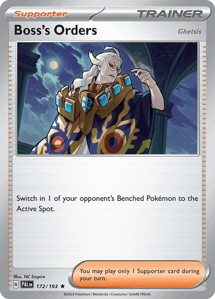 Boss's Orders (Ghetsis) #172 from Paldea Evolved - Rare - Illustrated by NC Empire