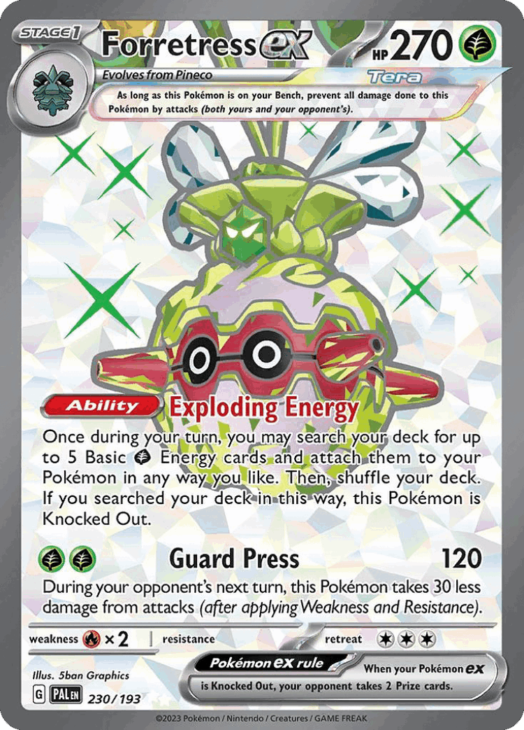 Forretress ex #230 from Paldea Evolved - Ultra Rare - Illustrated by 5ban Graphics
