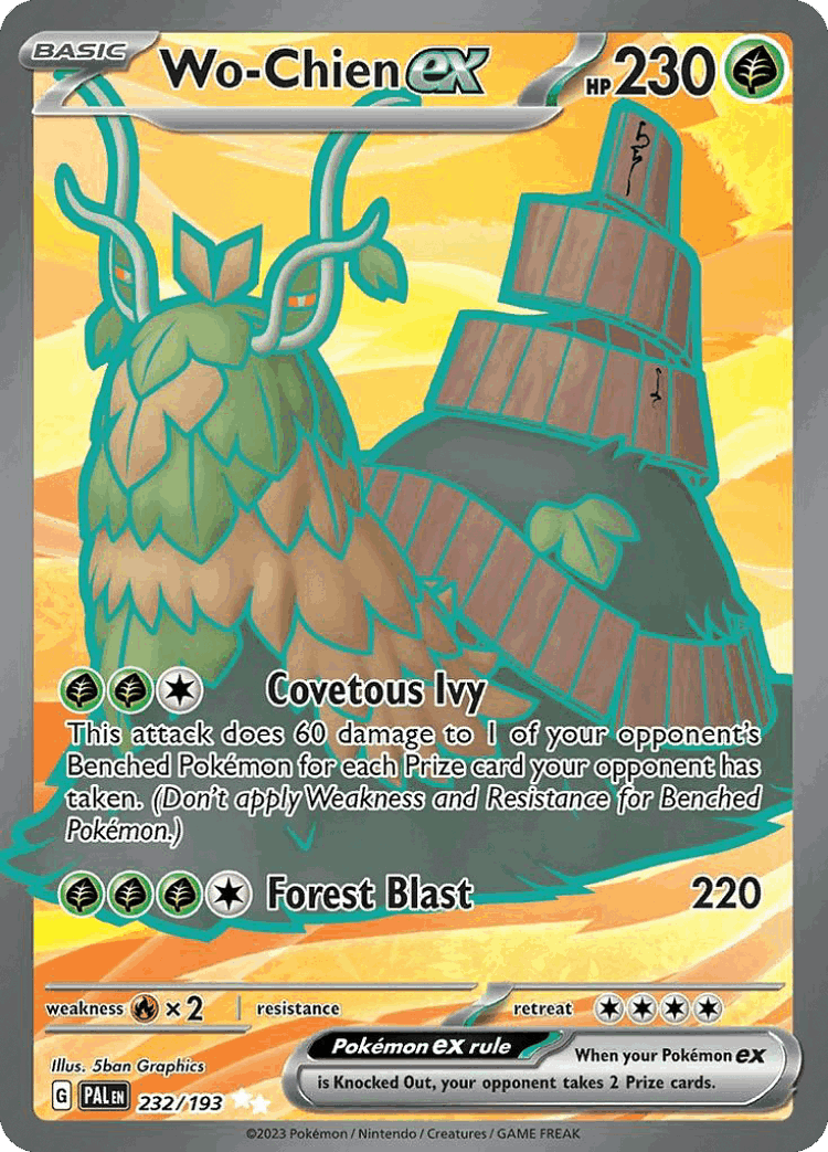 Wo-Chien ex #232 from Paldea Evolved - Ultra Rare - Illustrated by 5ban Graphics
