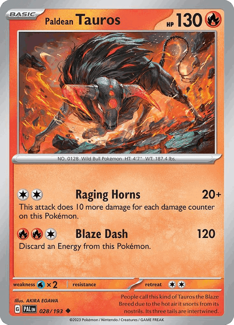 Paldean Tauros #28 from Paldea Evolved - Uncommon - Illustrated by AKIRA EGAWA