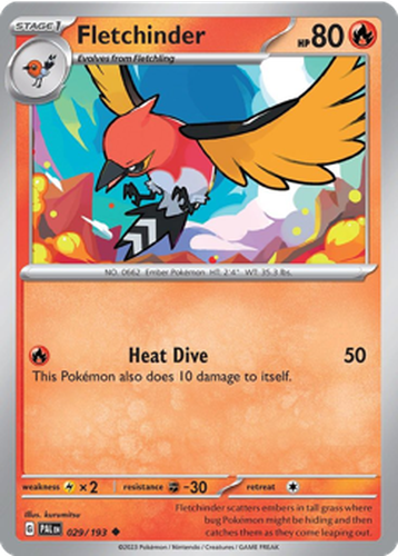 Fletchinder #29 from Paldea Evolved - Uncommon - Illustrated by kurumitsu