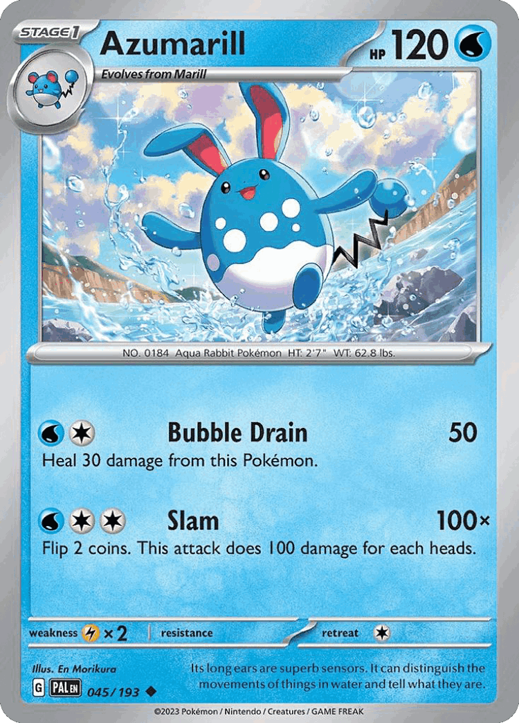 Azumarill #45 from Paldea Evolved - Uncommon - Illustrated by En Morikura