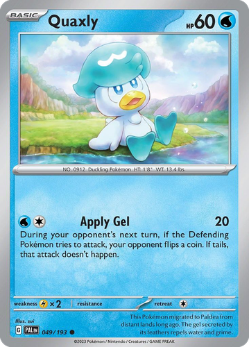 Quaxly #49 from Paldea Evolved - Common - Illustrated by sui