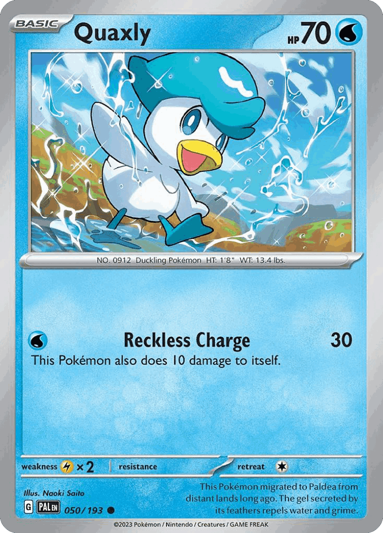 Quaxly #50 from Paldea Evolved - Common - Illustrated by Naoki Saito