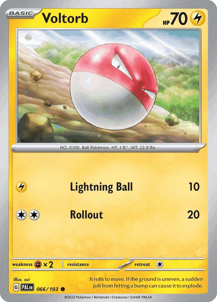 Voltorb #66 from Paldea Evolved - Common - Illustrated by sui