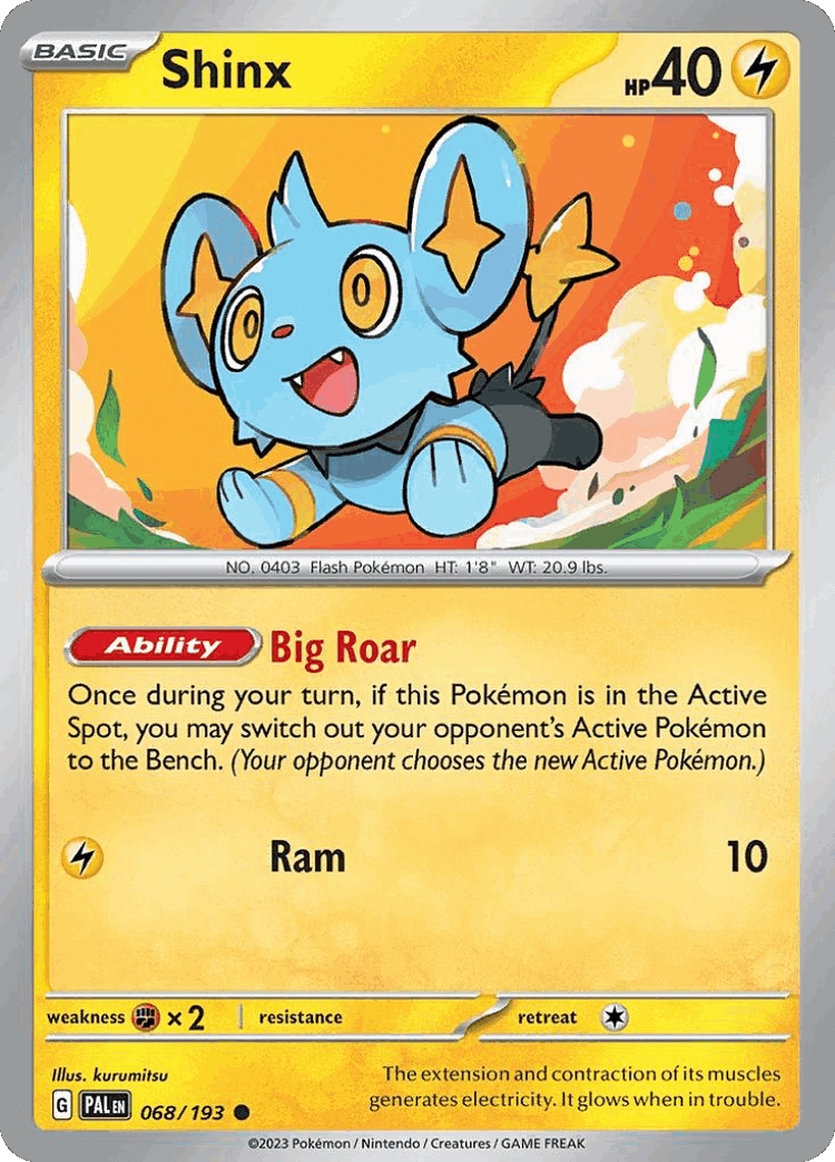Shinx #68 from Paldea Evolved - Common - Illustrated by kurumitsu