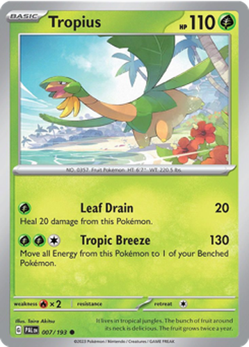 Tropius #7 from Paldea Evolved - Common - Illustrated by Taira Akitsu