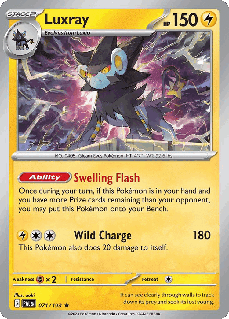 Luxray #71 from Paldea Evolved - Rare - Illustrated by aoki