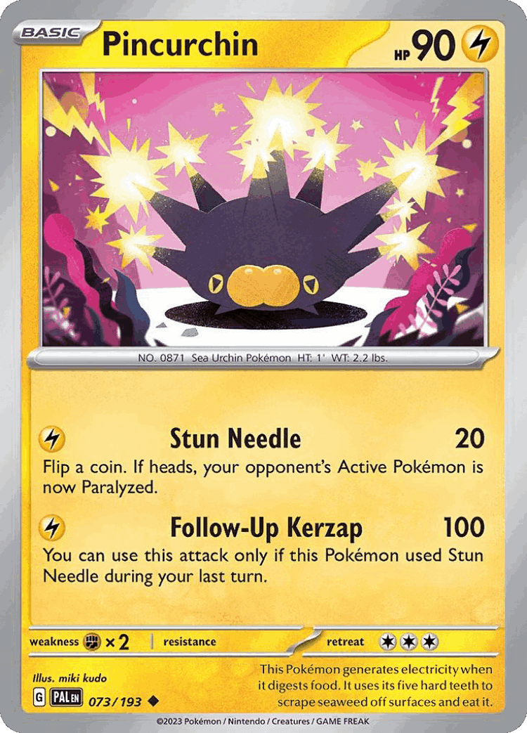 Pincurchin #73 from Paldea Evolved - Uncommon - Illustrated by miki kudo
