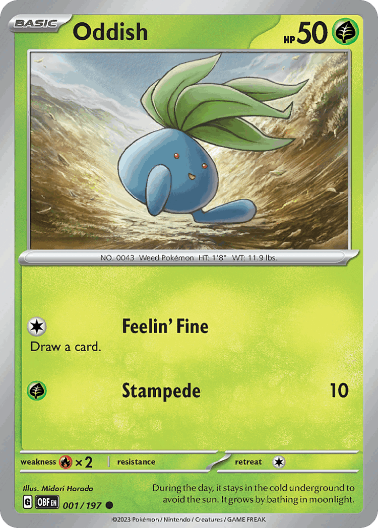 Oddish #1 from Obsidian Flames - Common - Illustrated by Midori Harada