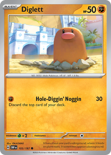 Diglett #103 from Obsidian Flames - Common - Illustrated by OKACHEKE