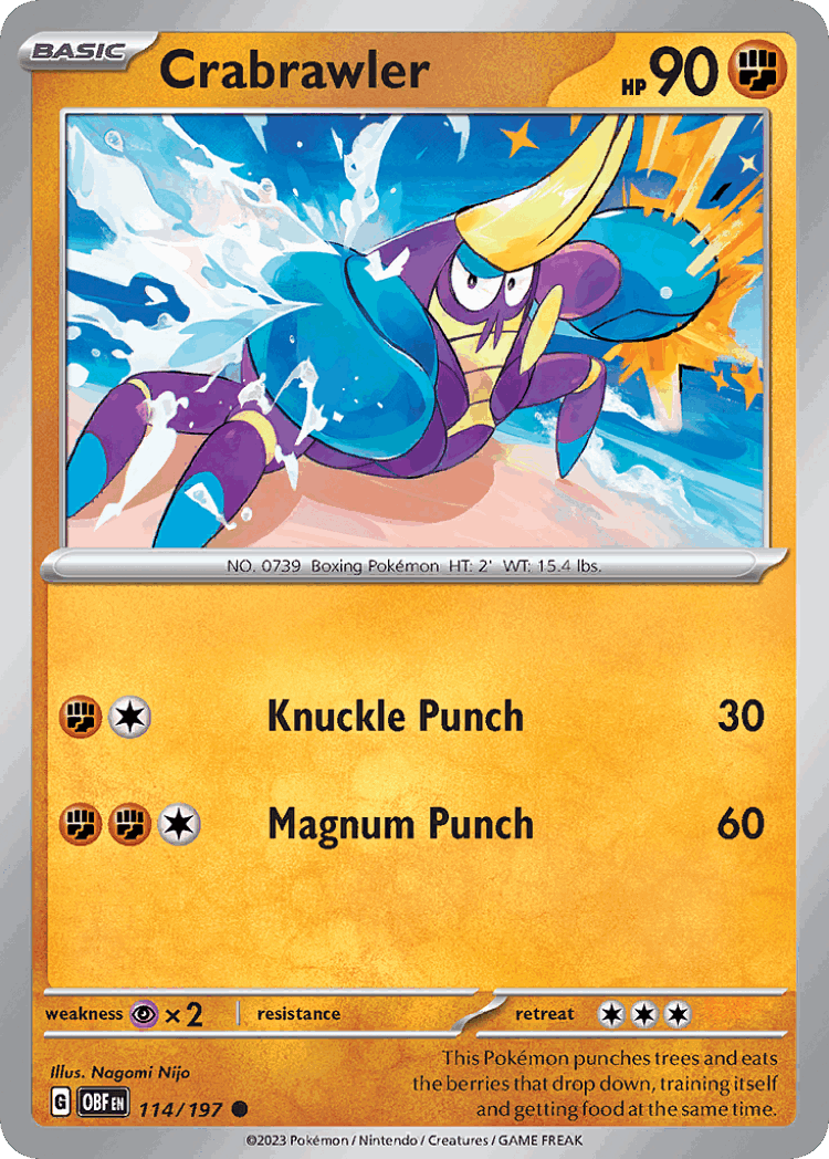 Crabrawler #114 from Obsidian Flames - Common - Illustrated by Nagomi Nijo