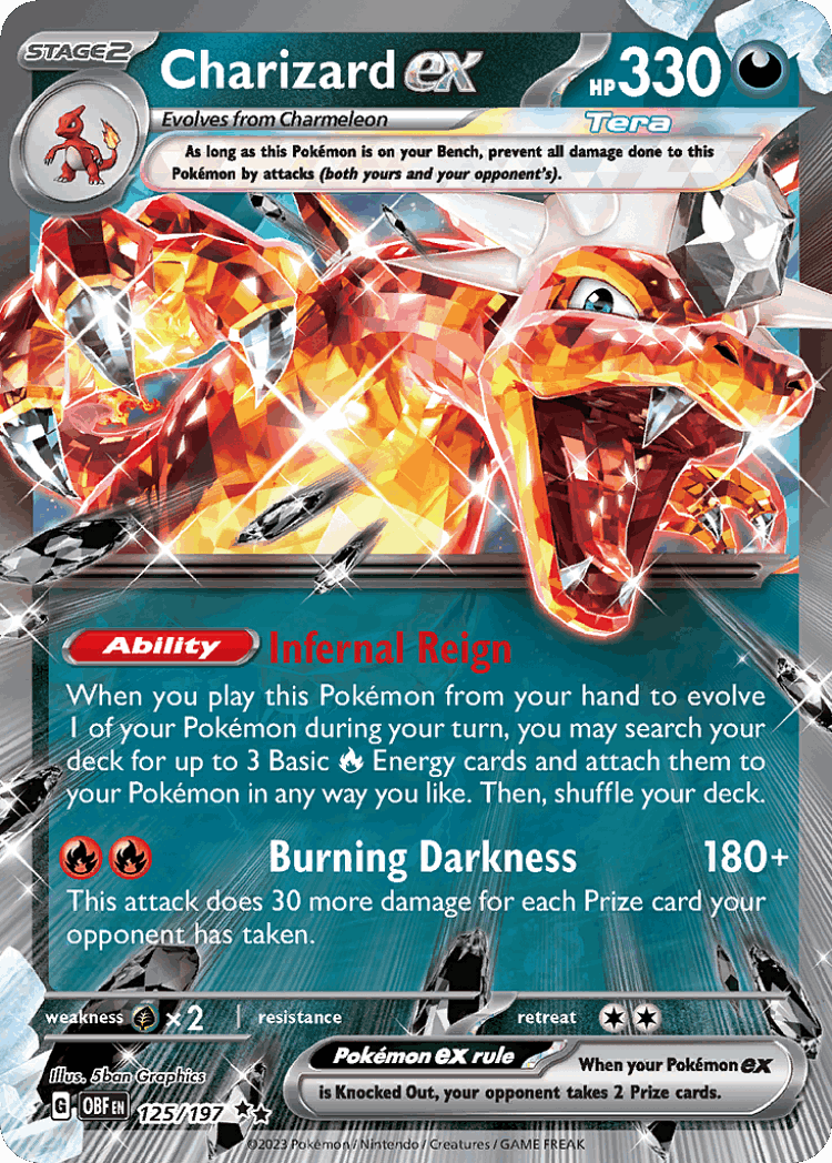 Charizard ex #125 from Obsidian Flames - Double Rare - Illustrated by 5ban Graphics