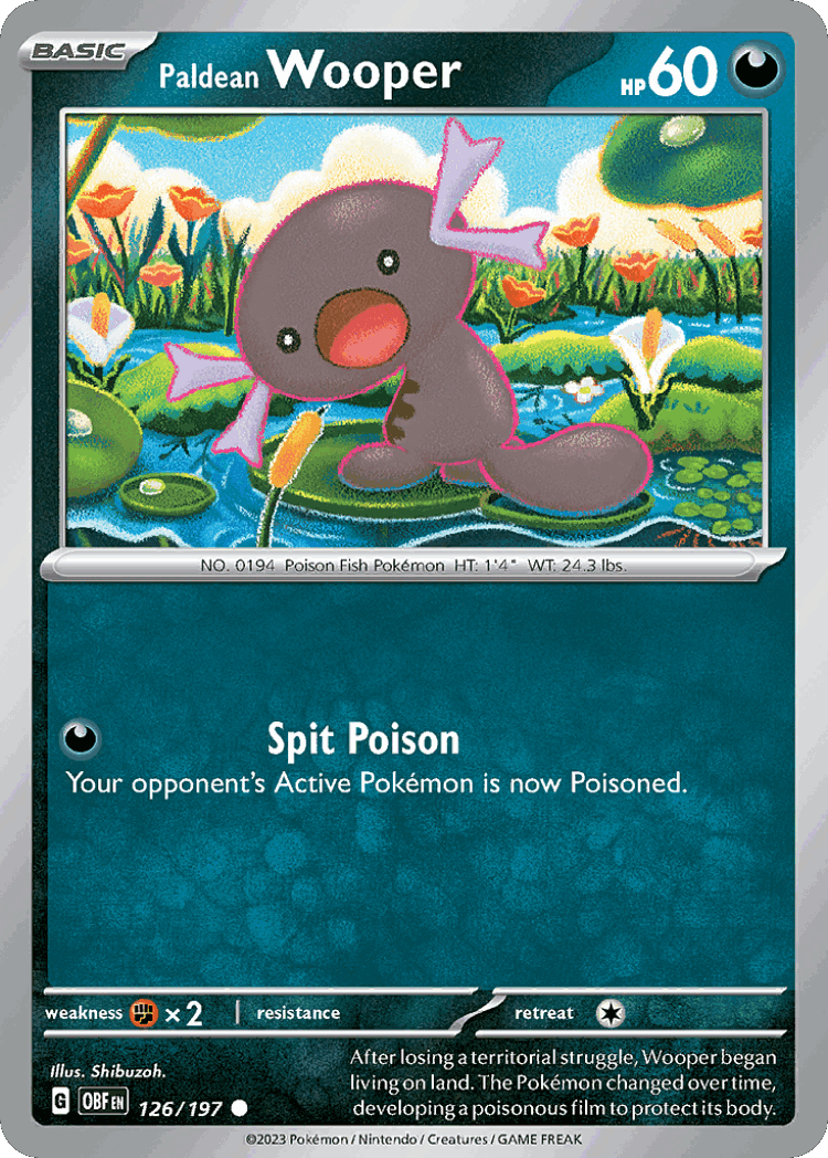 Paldean Wooper #126 from Obsidian Flames - Common - Illustrated by Shibuzoh.