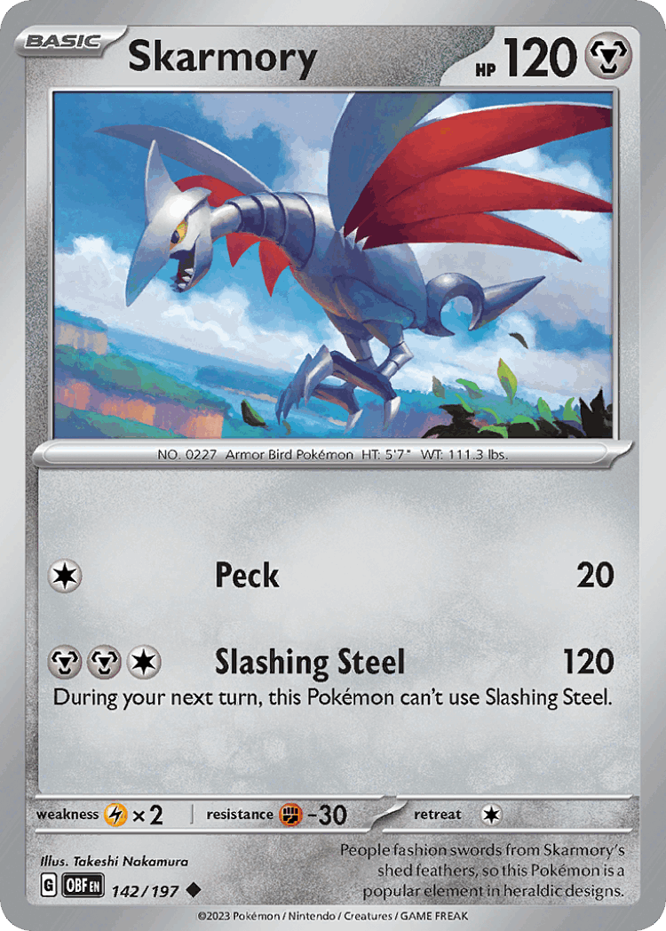 Skarmory #142 from Obsidian Flames - Uncommon - Illustrated by Takeshi Nakamura