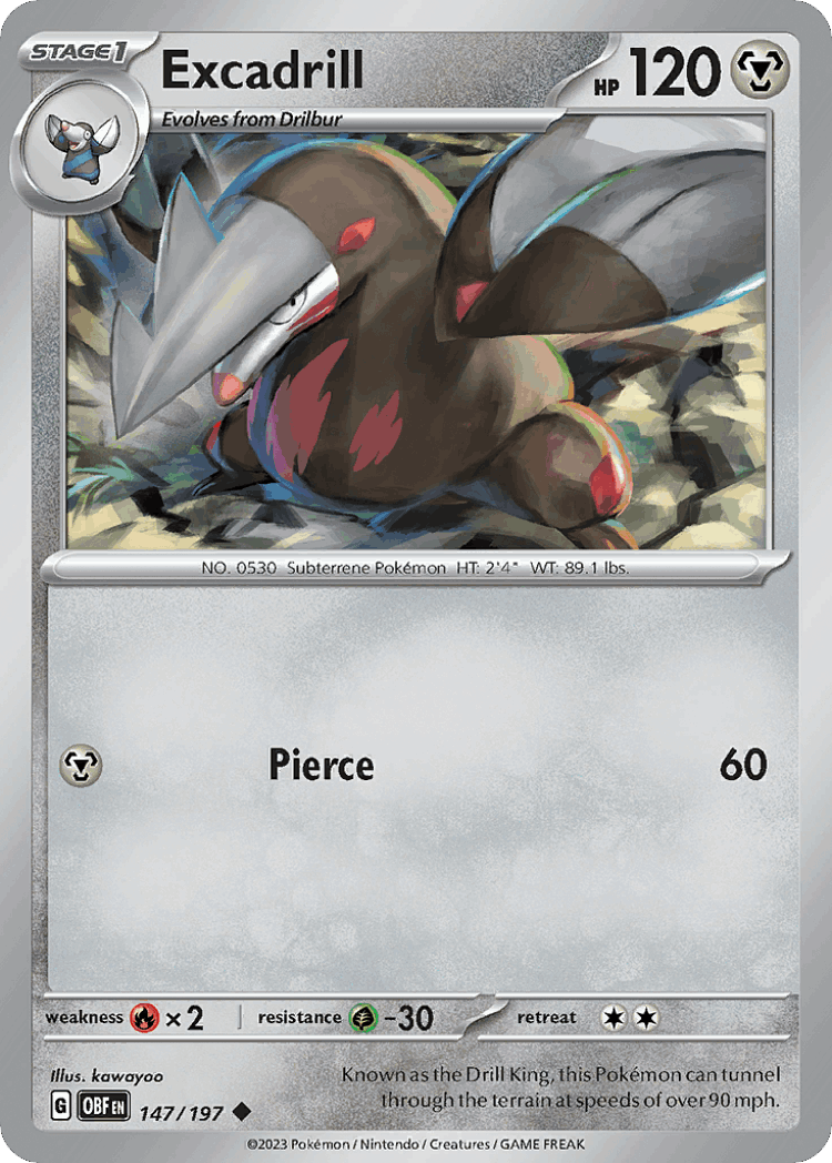 Excadrill #147 from Obsidian Flames - Uncommon - Illustrated by kawayoo