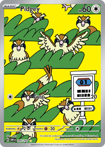Pidgey #207 from Obsidian Flames - Illustration Rare - Illustrated by Jerky