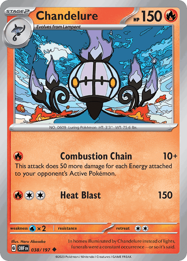 Chandelure #38 from Obsidian Flames - Uncommon - Illustrated by Haru Akasaka