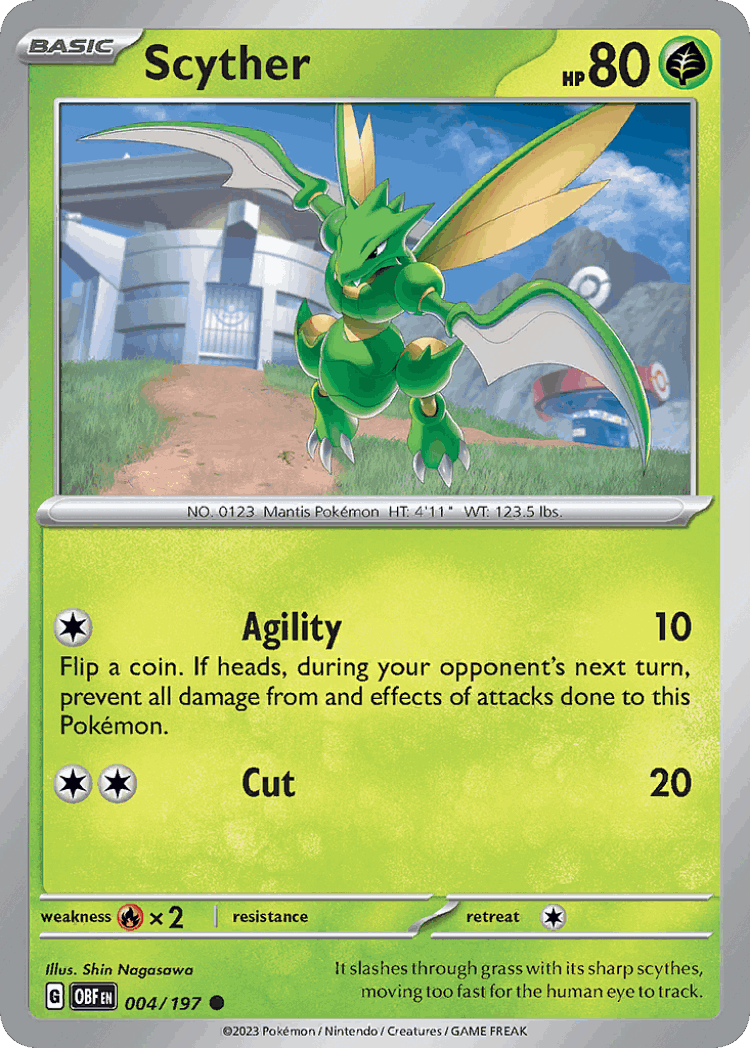 Scyther #4 from Obsidian Flames - Common - Illustrated by Shin Nagasawa