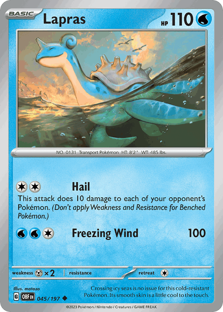 Lapras #45 from Obsidian Flames - Uncommon - Illustrated by matazo