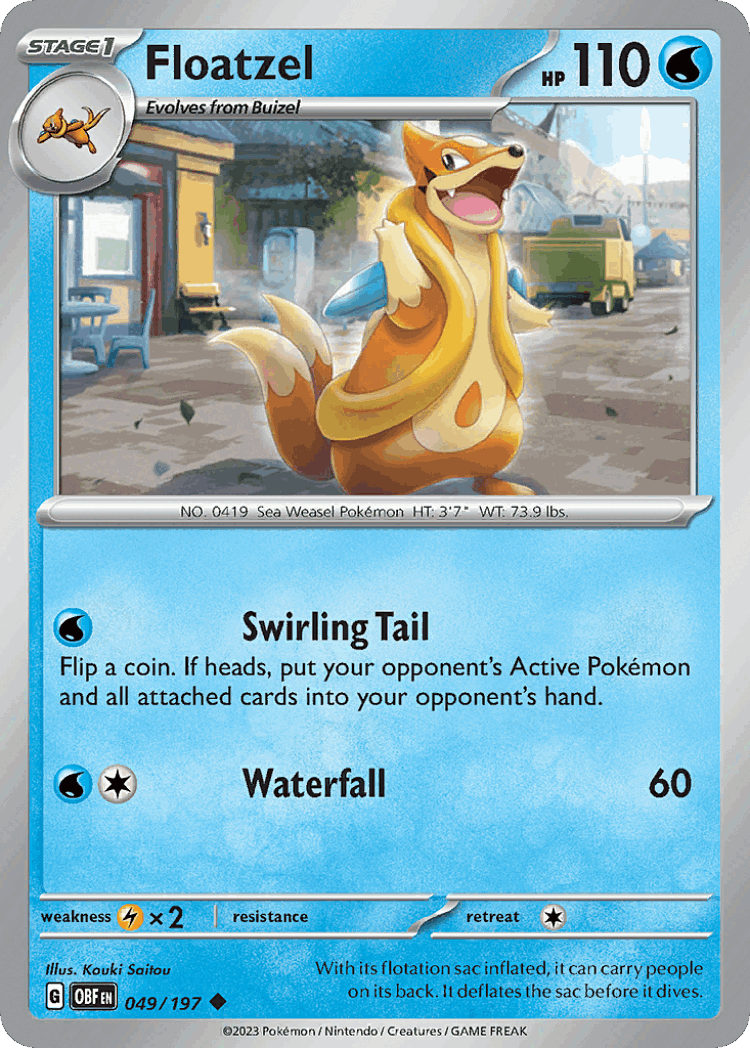 Floatzel #49 from Obsidian Flames - Uncommon - Illustrated by Kouki Saitou