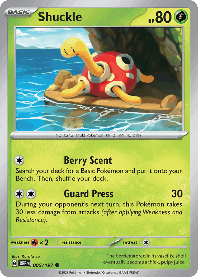 Shuckle #5 from Obsidian Flames - Common - Illustrated by Kurata So