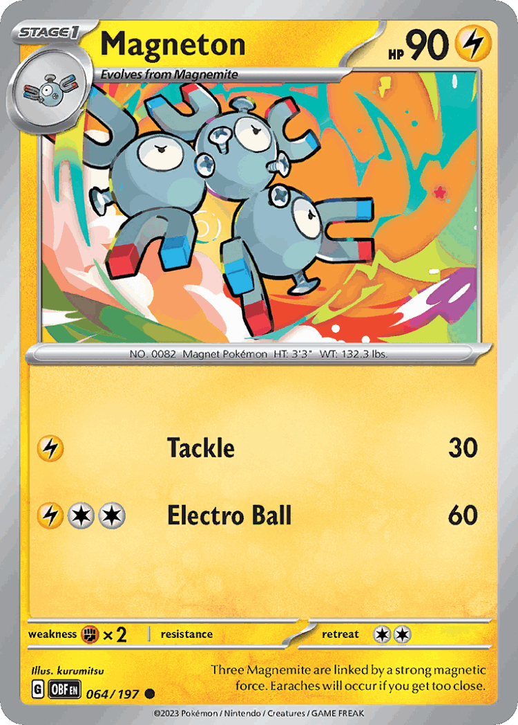Magneton #64 from Obsidian Flames - Common - Illustrated by kurumitsu