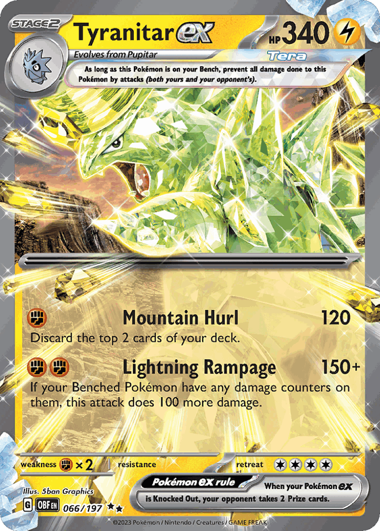 Tyranitar ex #66 from Obsidian Flames - Double Rare - Illustrated by 5ban Graphics