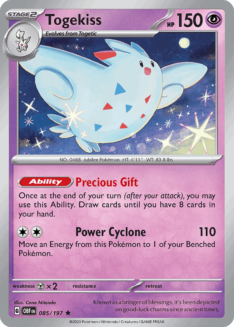 Togekiss #85 from Obsidian Flames - Rare - Illustrated by Cona Nitanda
