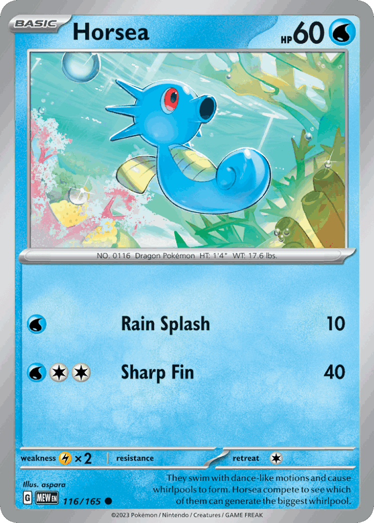 Horsea #116 from 151 - Common - Illustrated by aspara