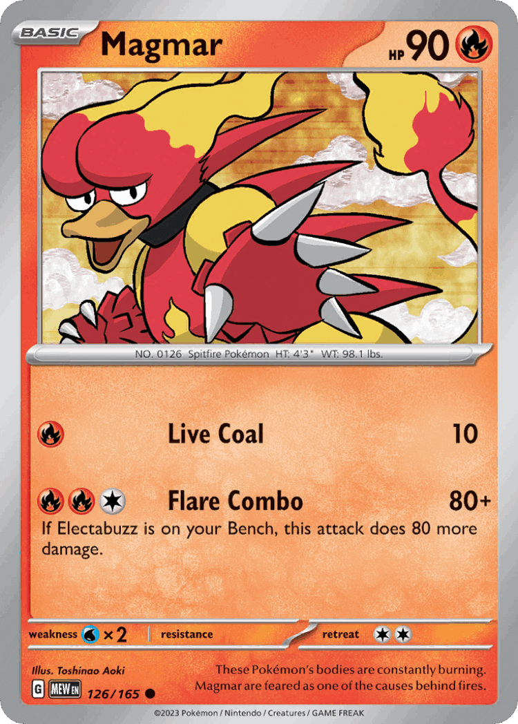 Magmar #126 from 151 - Common - Illustrated by Toshinao Aoki