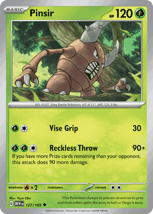 Pinsir #127 from 151 - Uncommon - Illustrated by Yuya Oka