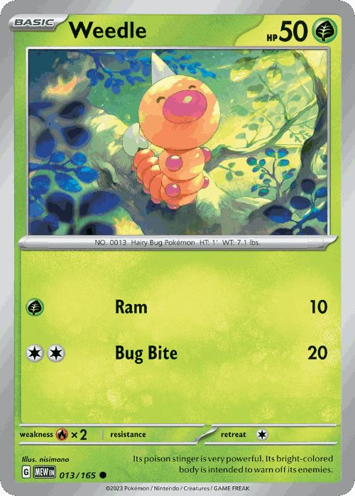 Weedle #13 from 151 - Common - Illustrated by nisimono