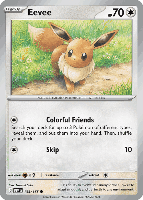 Eevee #133 from 151 - Common - Illustrated by Narumi Sato