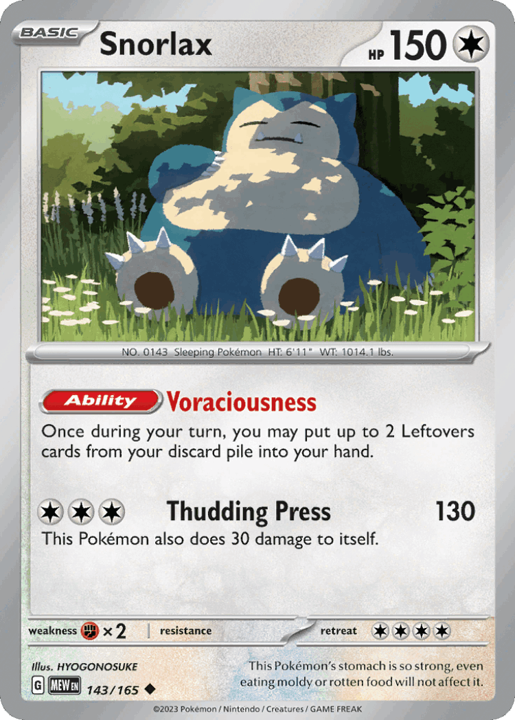 Snorlax #143 from 151 - Uncommon - Illustrated by HYOGONOSUKE