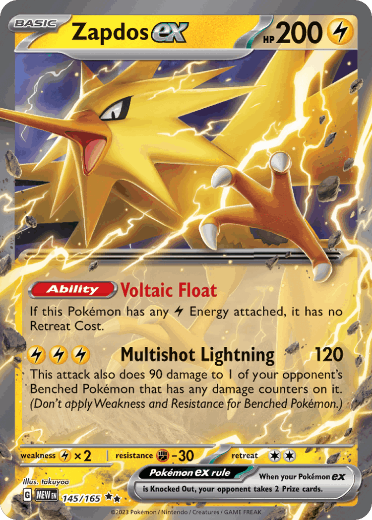 Zapdos ex #145 from 151 - Double Rare - Illustrated by takuyoa