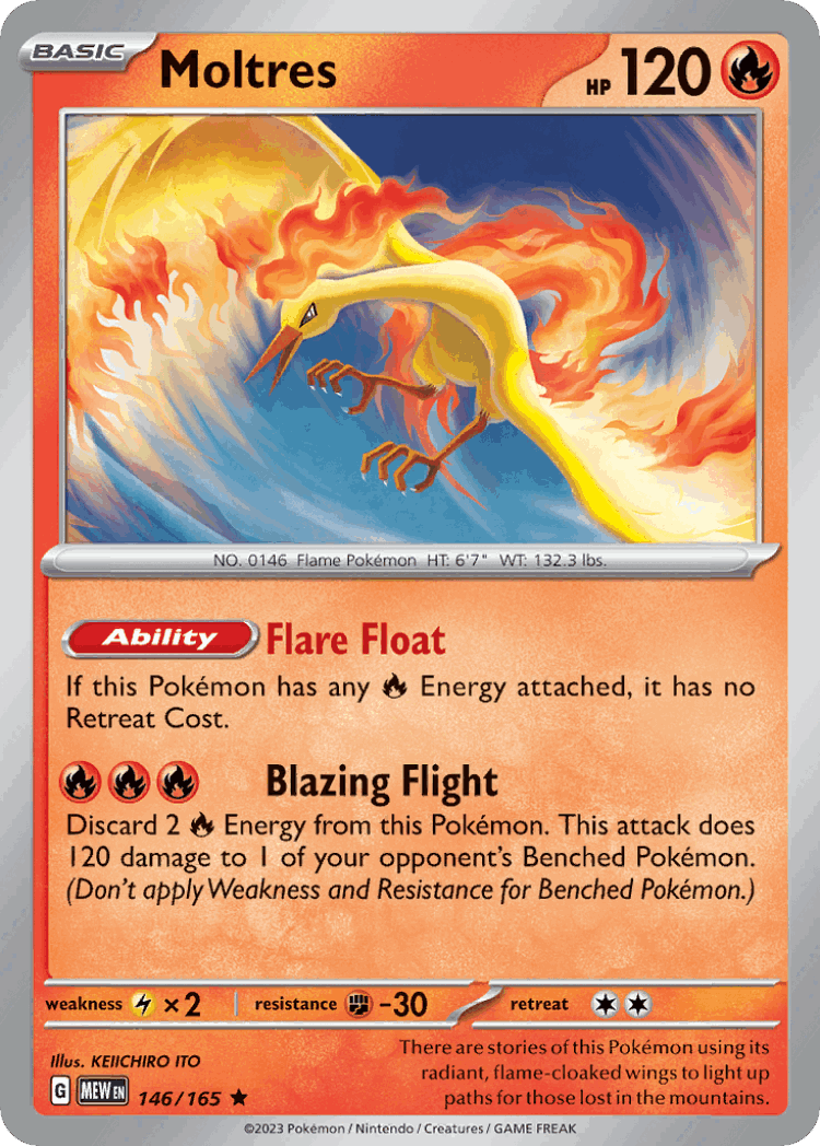 Moltres #146 from 151 - Rare - Illustrated by KEIICHIRO ITO