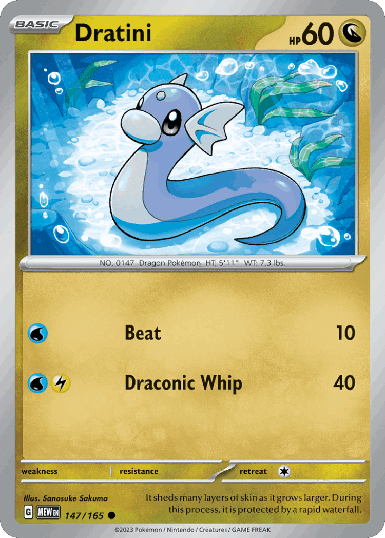 Dratini #147 from 151 - Common - Illustrated by Sanosuke Sakuma