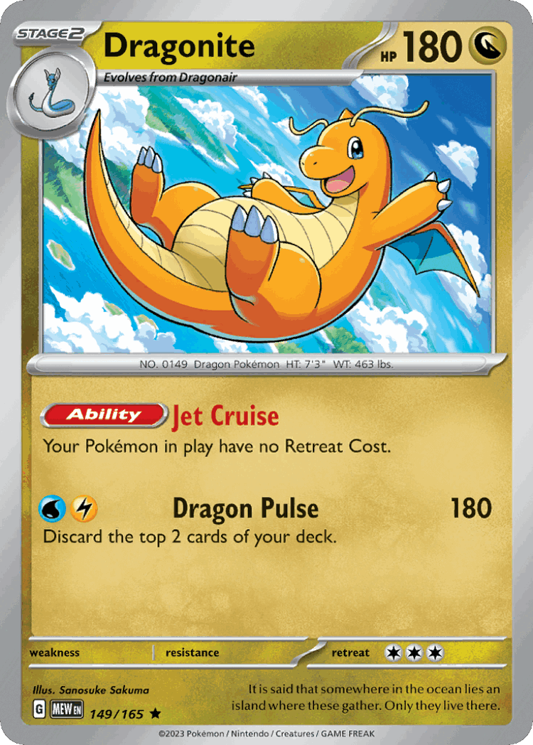 Dragonite #149 from 151 - Rare - Illustrated by Sanosuke Sakuma